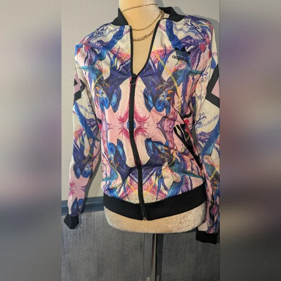 Adidas Women's Vibrant Pattern Bomber Jacket Size Small - Picture 7 of 9